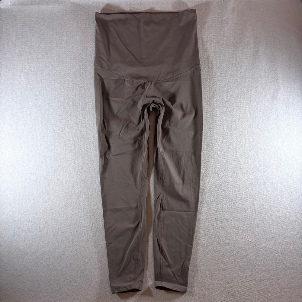 Poshdivah Maternity Leggings High Waisted Over Belly Brown Taupe Size L